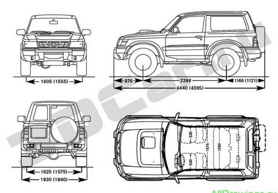 Nissan Patrol (3-door) (Ниссан Патрол (3-дверный)) - чертежи (рисунки) автомобиля